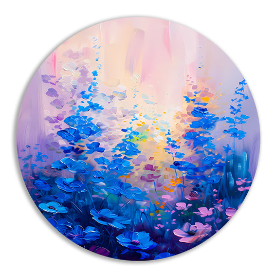 Kleurrijk veld met abstracte bloemen forex muurcirkel