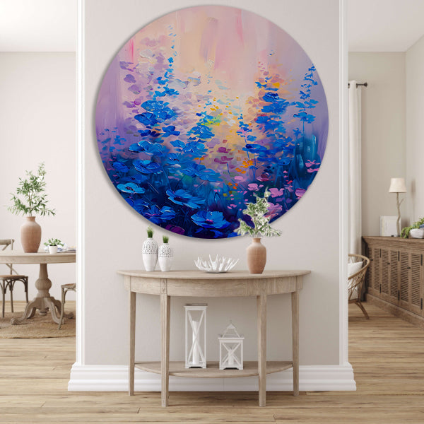 Kleurrijk veld met abstracte bloemen forex muurcirkel