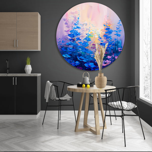 Kleurrijk veld met abstracte bloemen forex muurcirkel