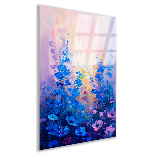 Kleurrijk veld met abstracte bloemen acrylglas