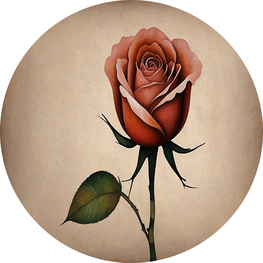 Elegante Solitaire Vintage Roos Illustratie aluminium muurcirkel