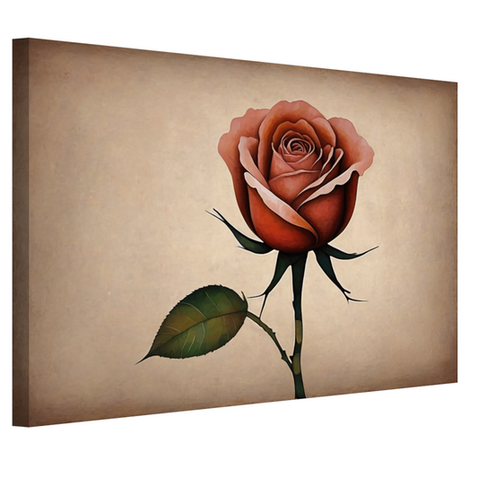 Elegante Solitaire Vintage Roos Illustratie canvas