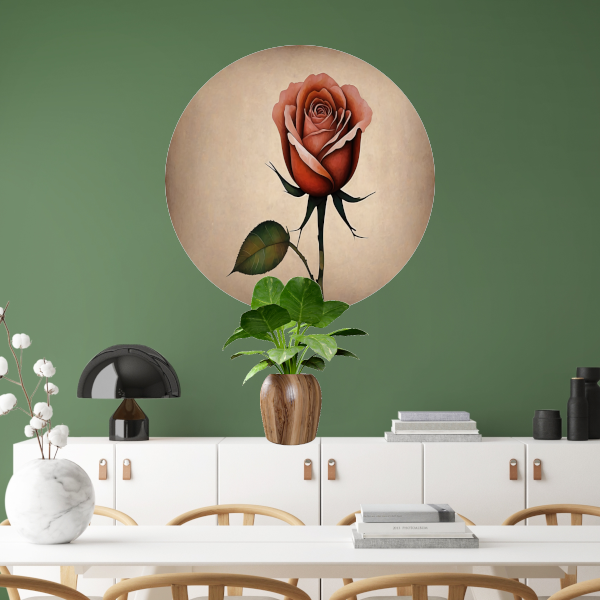 Elegante Solitaire Vintage Roos Illustratie aluminium muurcirkel