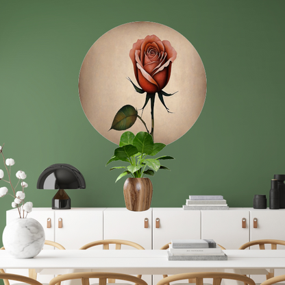Elegante Solitaire Vintage Roos Illustratie aluminium muurcirkel