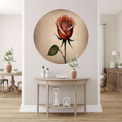 Elegante Solitaire Vintage Roos Illustratie aluminium muurcirkel