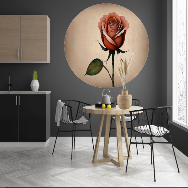 Elegante Solitaire Vintage Roos Illustratie aluminium muurcirkel