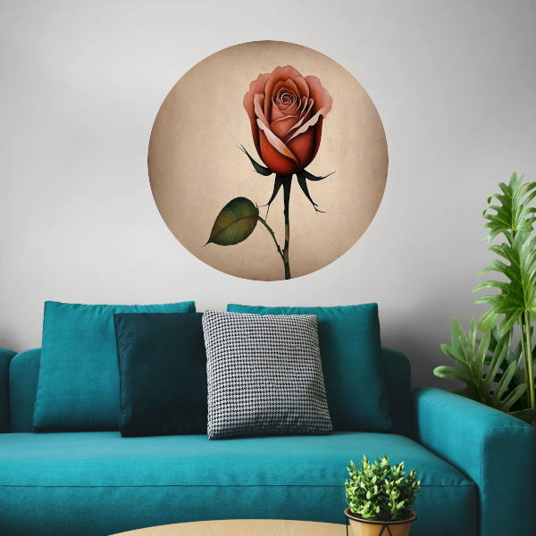 Elegante Solitaire Vintage Roos Illustratie aluminium muurcirkel