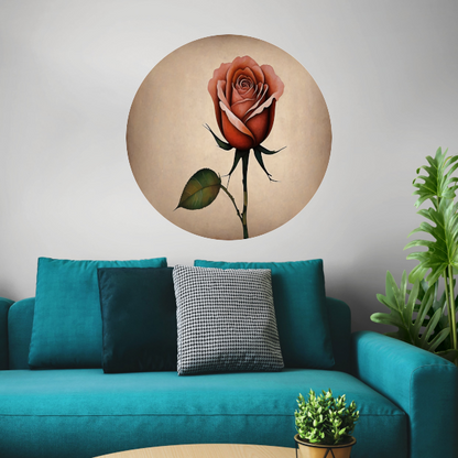 Elegante Solitaire Vintage Roos Illustratie aluminium muurcirkel