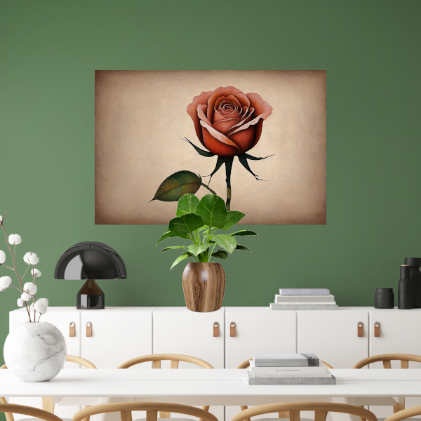 Elegante Solitaire Vintage Roos Illustratie canvas met baklijst