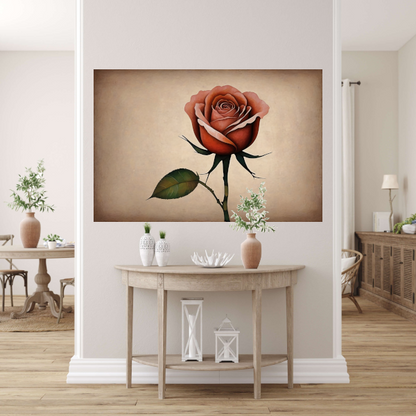 Elegante Solitaire Vintage Roos Illustratie canvas met baklijst