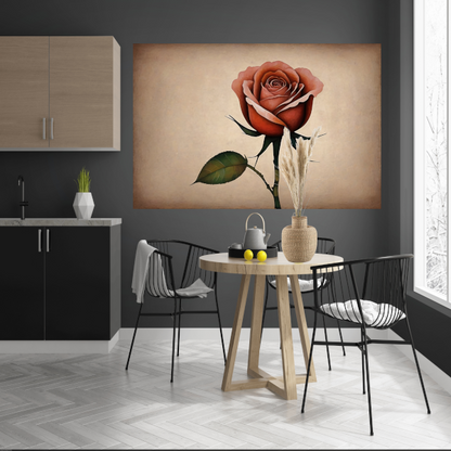 Elegante Solitaire Vintage Roos Illustratie canvas met baklijst