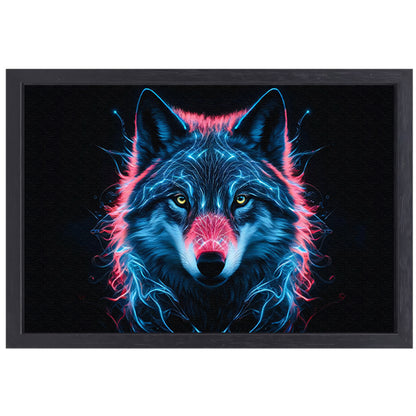Bioluminescente wolf digitale kunst canvas met baklijst