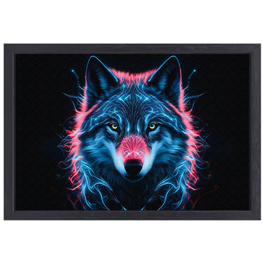 Bioluminescente wolf digitale kunst canvas met baklijst