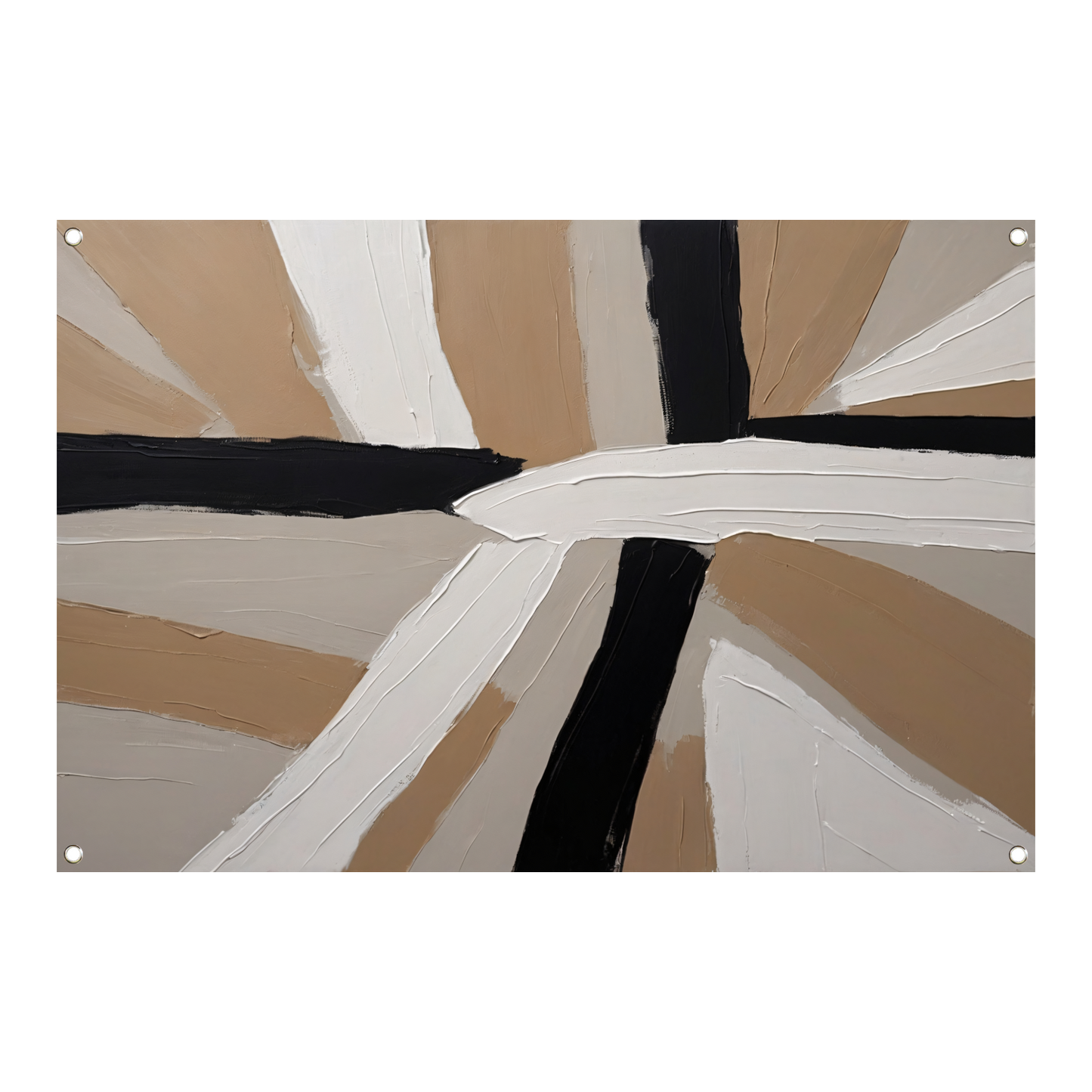 Abstracte Harmonie in Beige, Zwart en Wit tuinposter