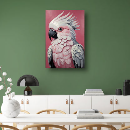 Roze papegaai modern realistisch olieverfportret canvas