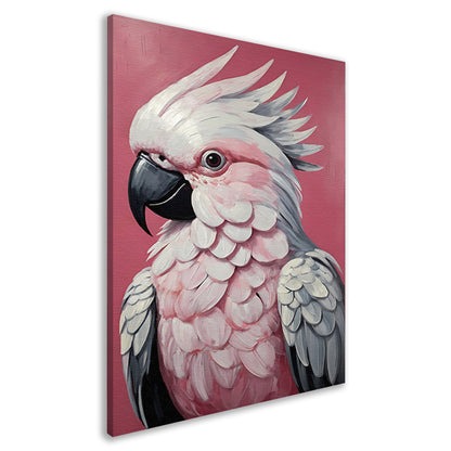 Roze papegaai modern realistisch olieverfportret canvas