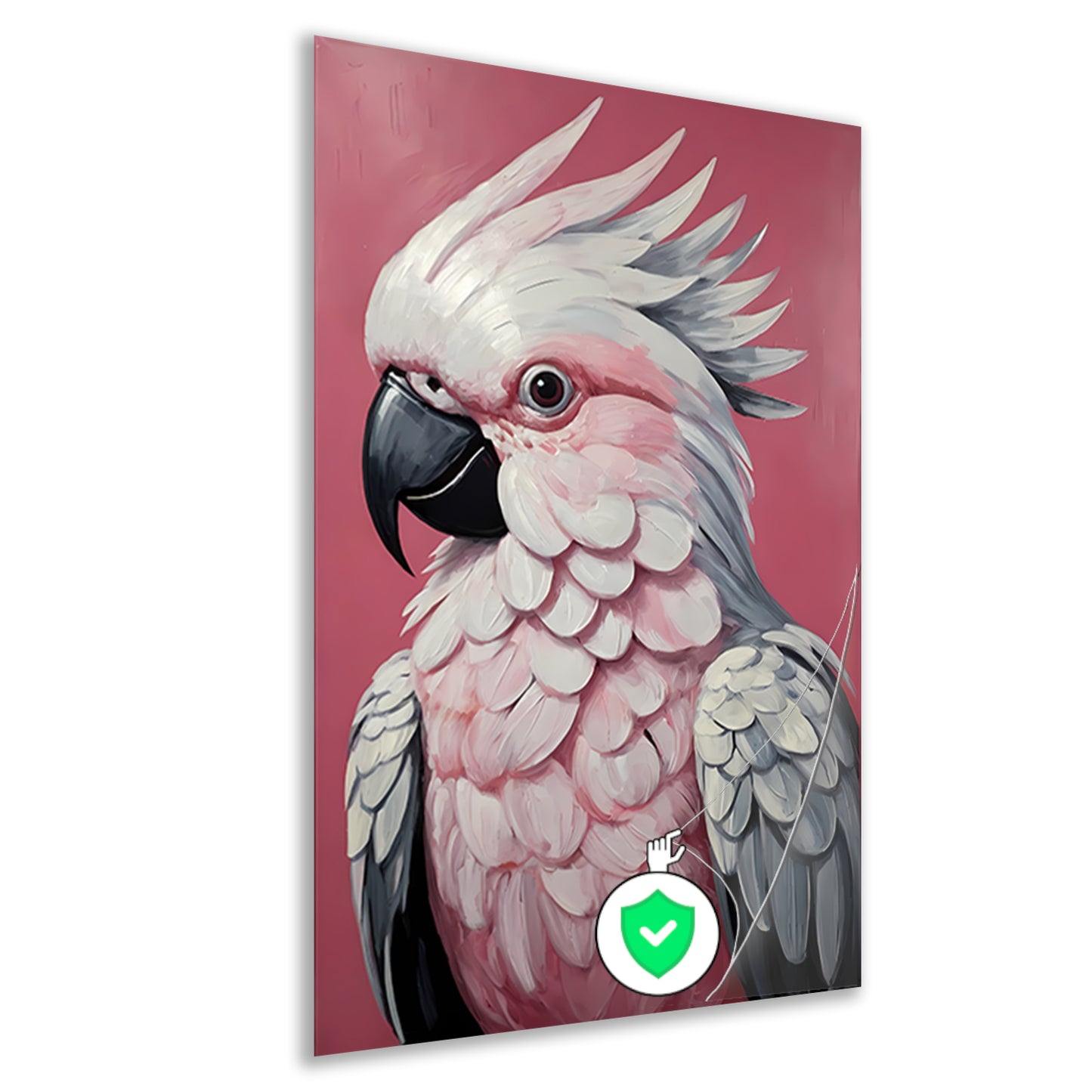 Roze papegaai modern realistisch olieverfportret poster