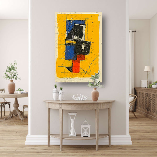 Dynamisch abstract ontwerp met primaire kleuren canvas