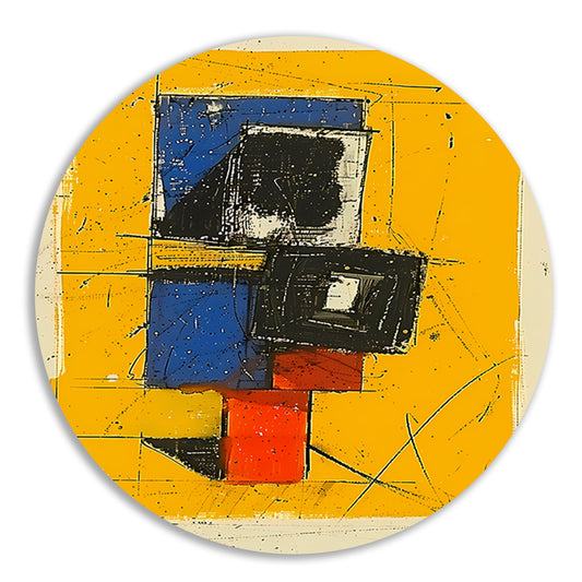 Dynamisch abstract ontwerp met primaire kleuren aluminium muurcirkel