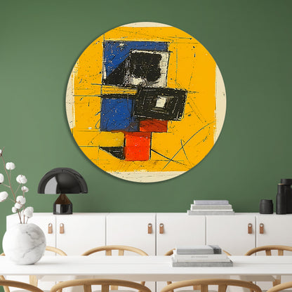 Dynamisch abstract ontwerp met primaire kleuren aluminium muurcirkel