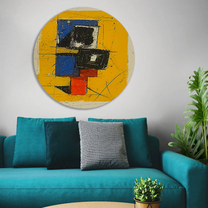 Dynamisch abstract ontwerp met primaire kleuren aluminium muurcirkel