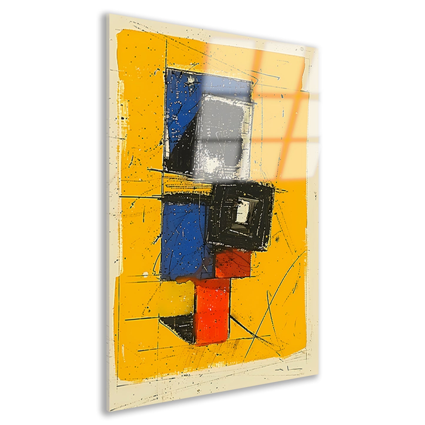 Dynamisch abstract ontwerp met primaire kleuren acrylglas