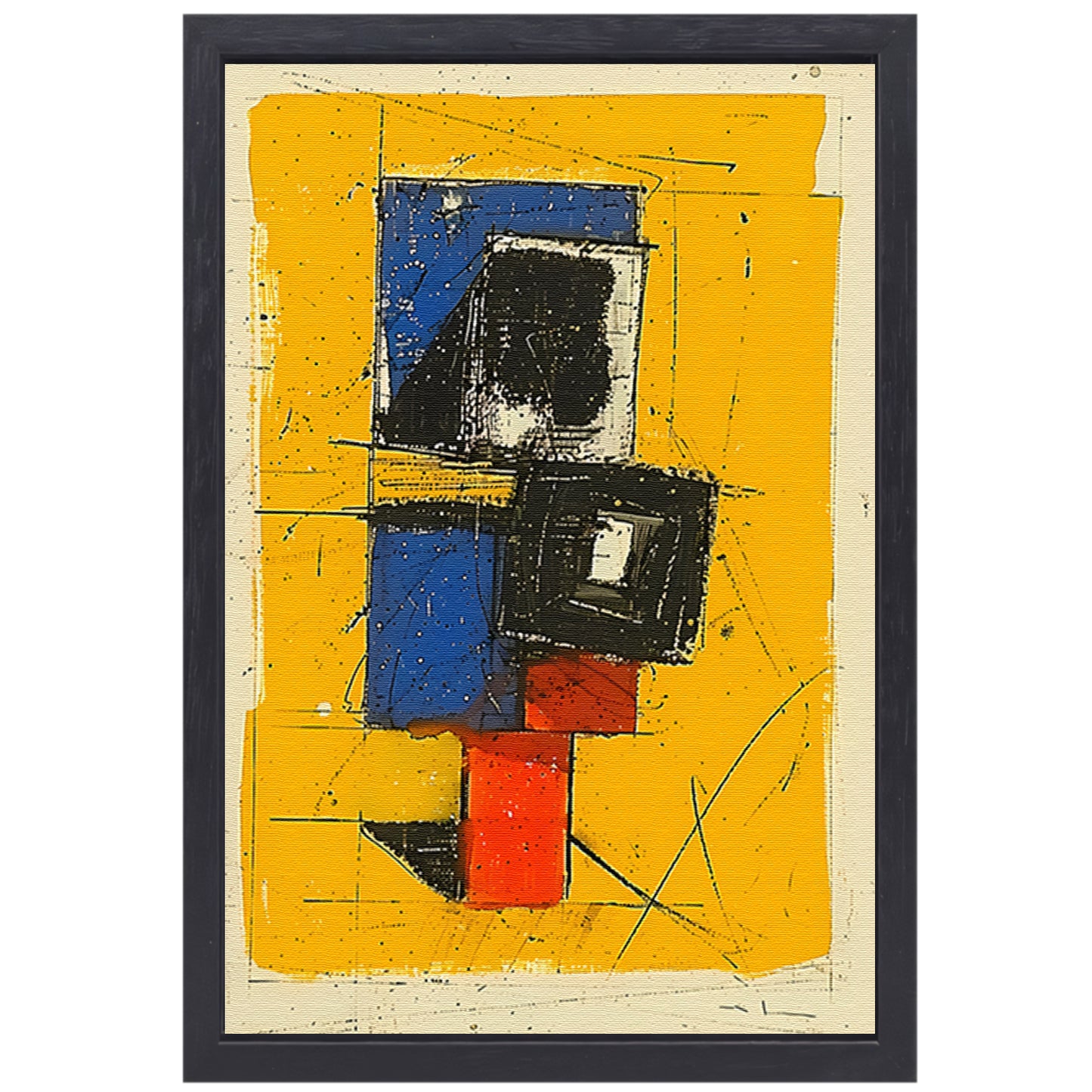 Dynamisch abstract ontwerp met primaire kleuren canvas met baklijst