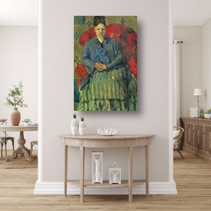 Portret van mevrouw Cézanne in een rode fauteuil - Paul Cézanne poster