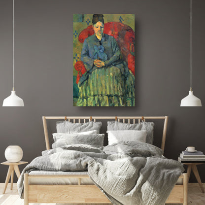 Portret van mevrouw Cézanne in een rode fauteuil - Paul Cézanne poster