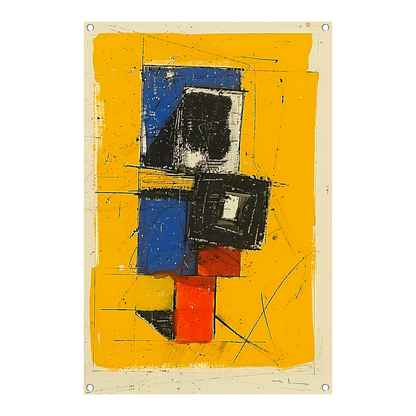 Dynamisch abstract ontwerp met primaire kleuren tuinposter