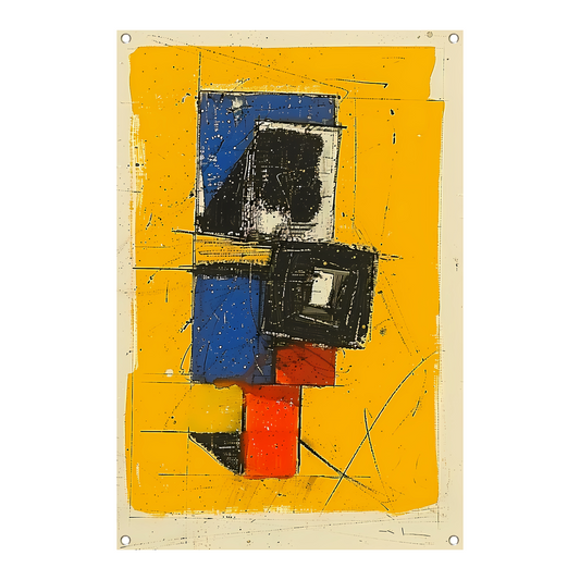 Dynamisch abstract ontwerp met primaire kleuren tuinposter