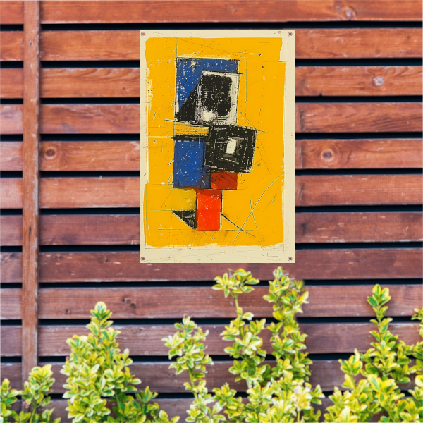 Dynamisch abstract ontwerp met primaire kleuren tuinposter