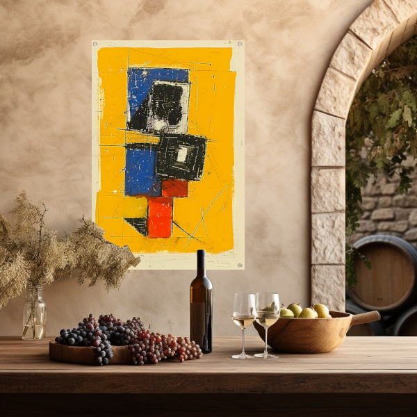 Dynamisch abstract ontwerp met primaire kleuren tuinposter