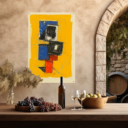 Dynamisch abstract ontwerp met primaire kleuren tuinposter