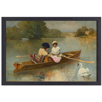 Roeien op de Seine - Ferdinand Heilbuth canvas met baklijst