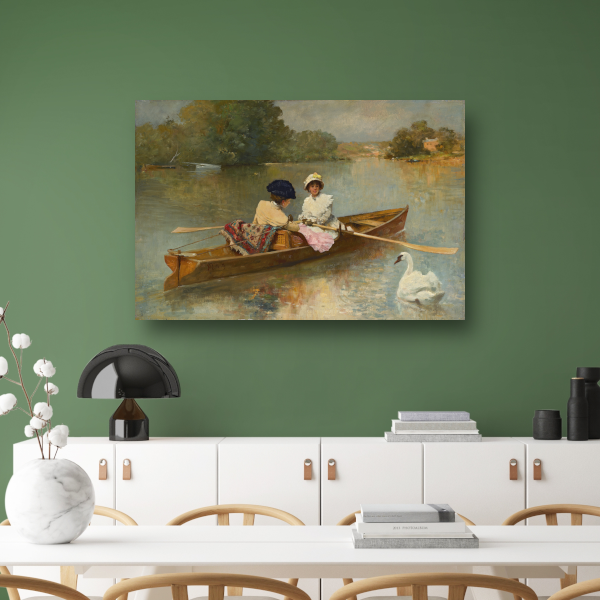 Roeien op de Seine - Ferdinand Heilbuth canvas met baklijst