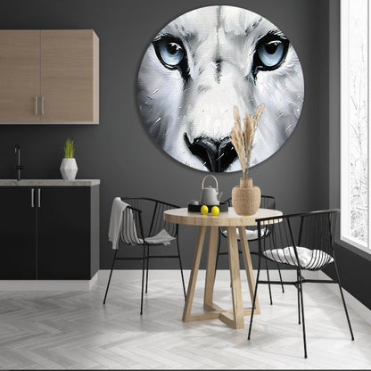 Realistische zwart-wit close-up van panterogen aluminium muurcirkel