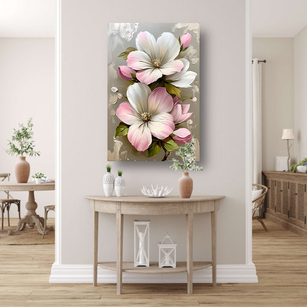 Moderne minimalistische bloemen in zachte pastelkleuren canvas