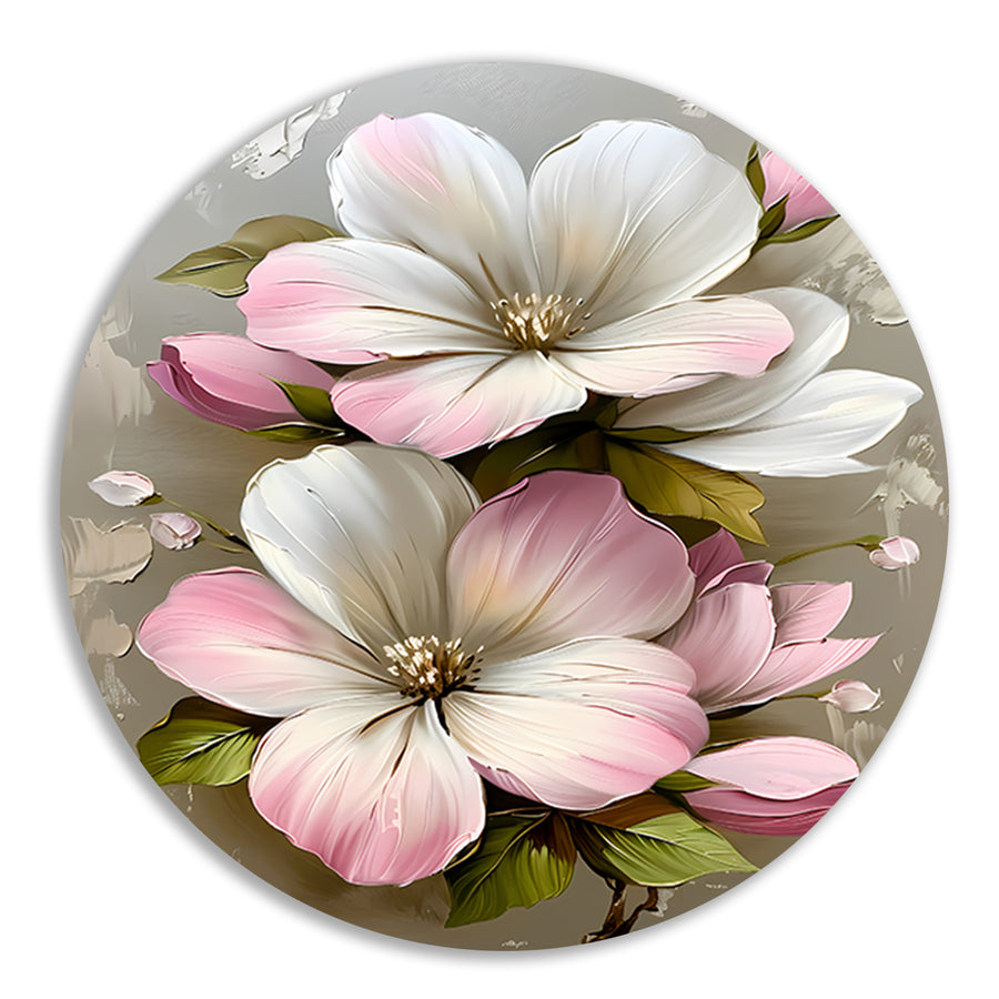 Moderne minimalistische bloemen in zachte pastelkleuren aluminium muurcirkel