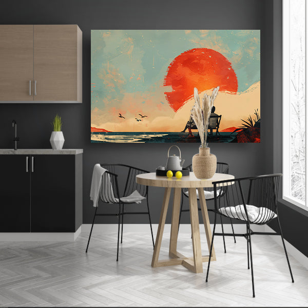 Romantisch silhouet bij zonsondergangcanvas