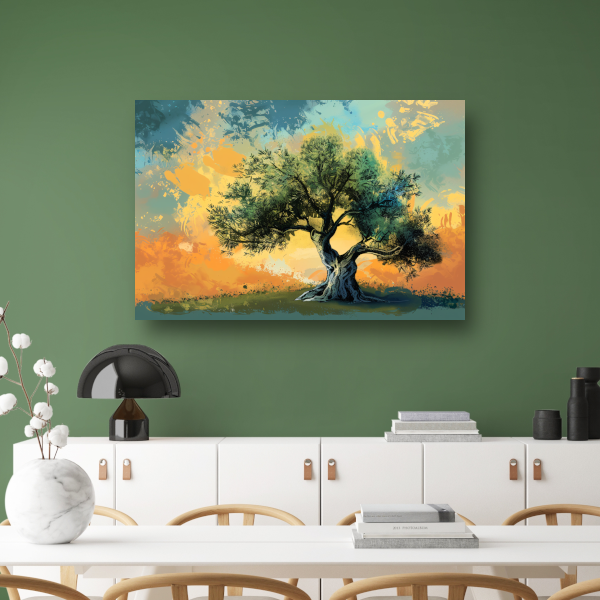 Olijfboom onder Provençaalse hemel canvas met baklijst