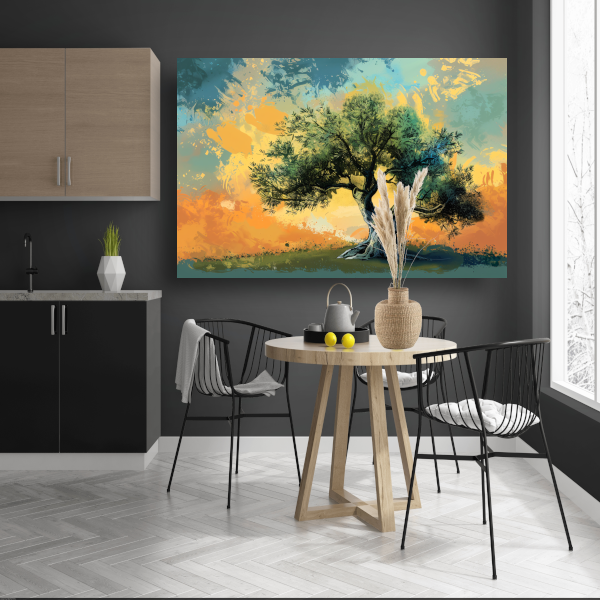 Olijfboom onder Provençaalse hemel canvas met baklijst