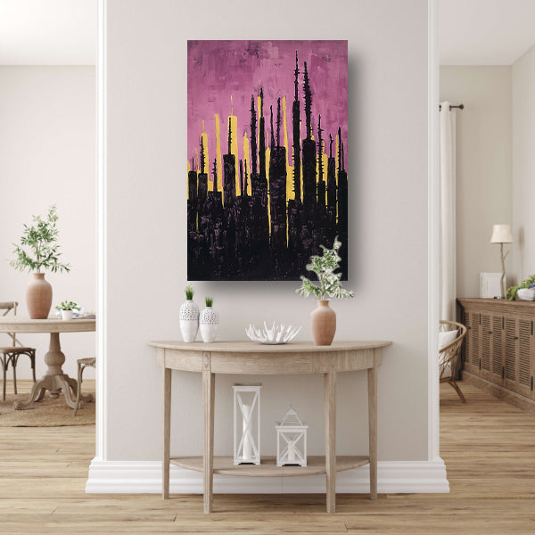 Abstracte stadsgezicht met levendige kleuren poster