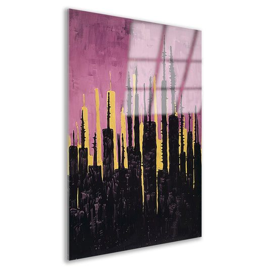 Abstracte stadsgezicht met levendige kleuren acrylglas