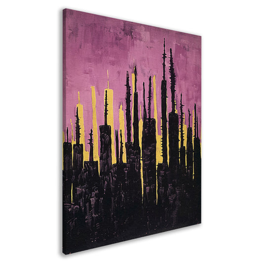 Abstracte stadsgezicht met levendige kleuren canvas