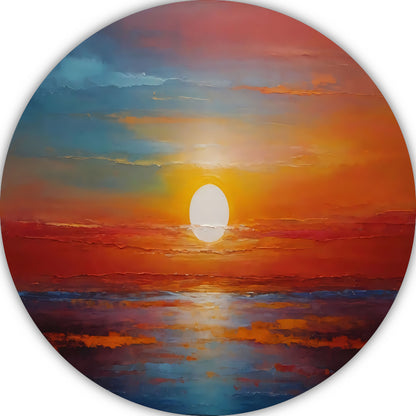 Levendige Impressie van een Kleurrijke Zonsondergang aluminium muurcirkel