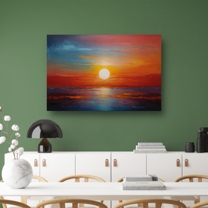 Levendige Impressie van een Kleurrijke Zonsondergang poster