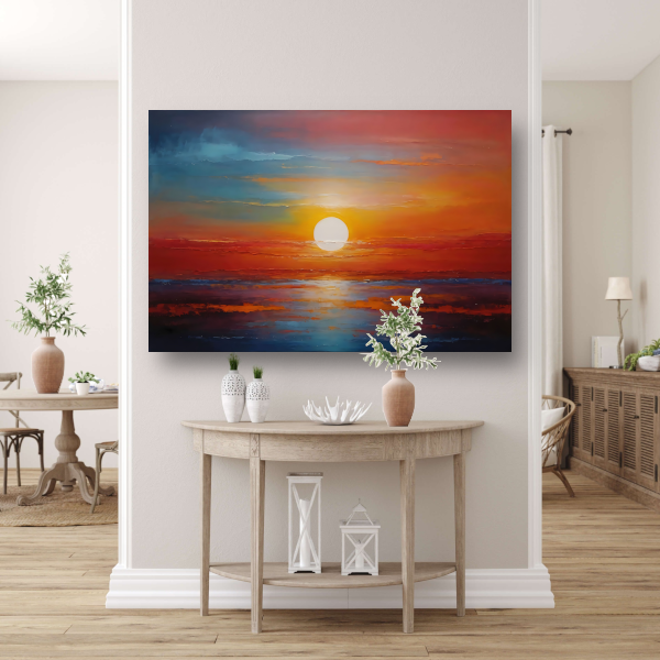 Levendige Impressie van een Kleurrijke Zonsondergang poster