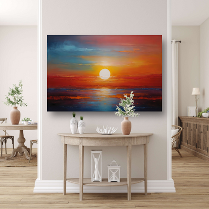 Levendige Impressie van een Kleurrijke Zonsondergang poster
