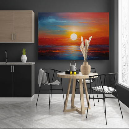 Levendige Impressie van een Kleurrijke Zonsondergang poster